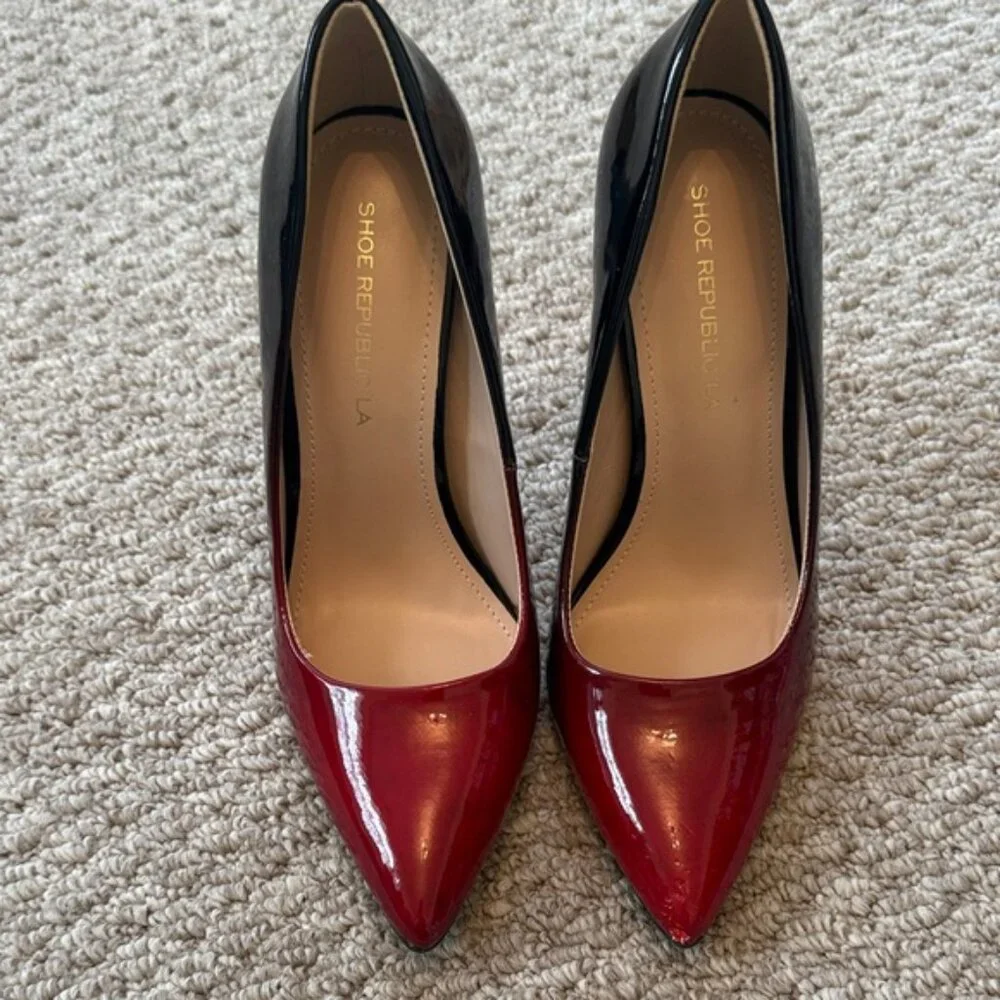 Shoe Republic LA Glossy Red and Black Heels